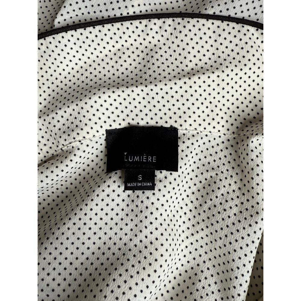 Unique Vintage Lumiere Winter White and Black Polka Dot Blouse S NWOT - Picture 5 of 5